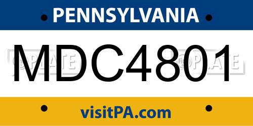 MDC4801 Pennsylvania License Plate