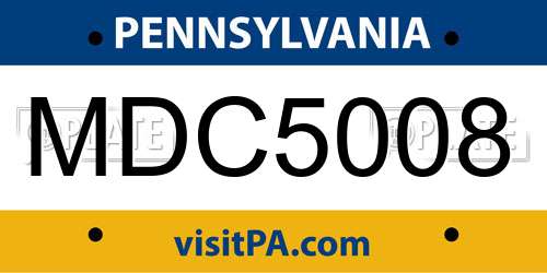 MDC5008 Pennsylvania License Plate