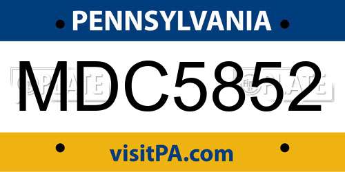 MDC5852 Pennsylvania License Plate