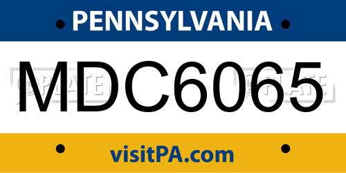 MDC6065 Pennsylvania License Plate