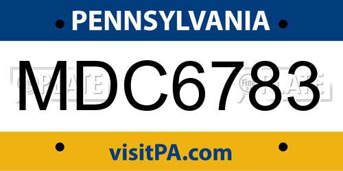 MDC6783 Pennsylvania License Plate