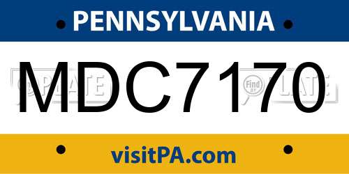 MDC7170 Pennsylvania License Plate
