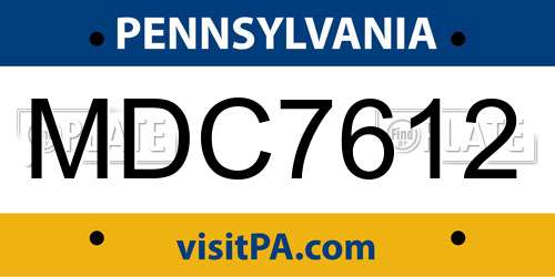 MDC7612 Pennsylvania License Plate