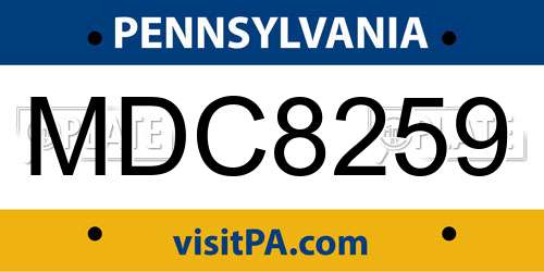 MDC8259 Pennsylvania License Plate