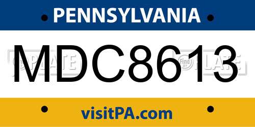 MDC8613 Pennsylvania License Plate
