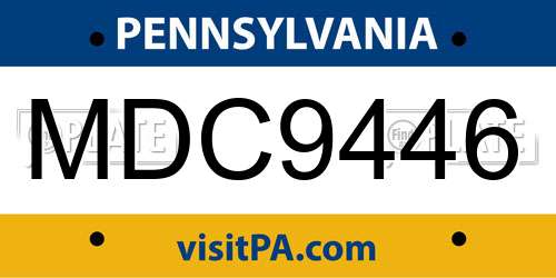 MDC9446 Pennsylvania License Plate