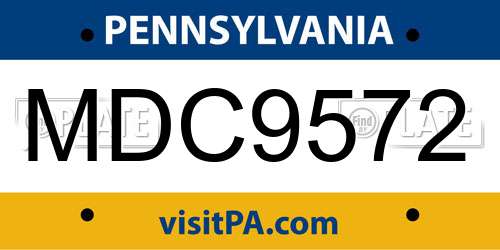MDC9572 Pennsylvania License Plate