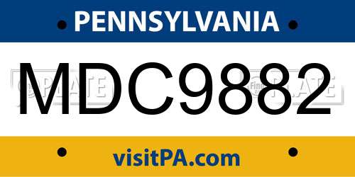 MDC9882 Pennsylvania License Plate