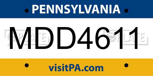 MDD4611 Pennsylvania License Plate