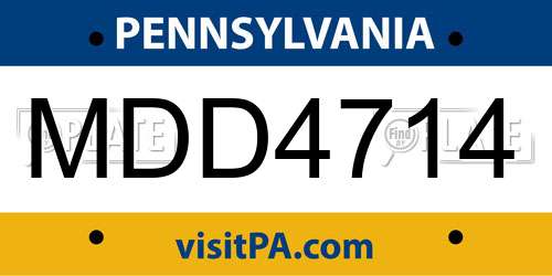 MDD4714 Pennsylvania License Plate