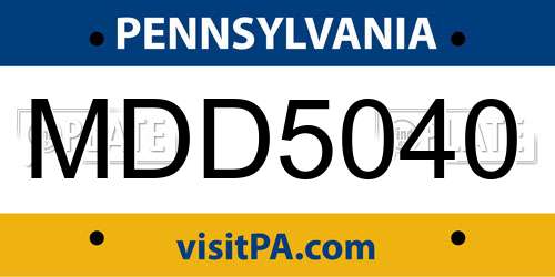 MDD5040 Pennsylvania License Plate