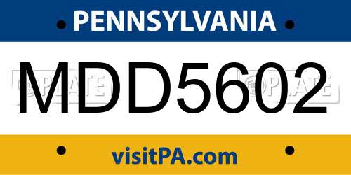 MDD5602 Pennsylvania License Plate