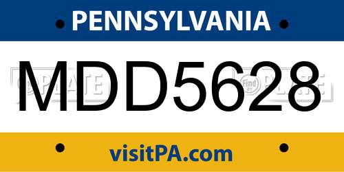 MDD5628 Pennsylvania License Plate