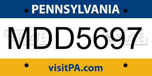 MDD5697 Pennsylvania License Plate