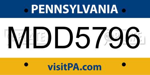 MDD5796 Pennsylvania License Plate