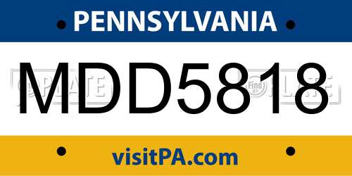 MDD5818 Pennsylvania License Plate