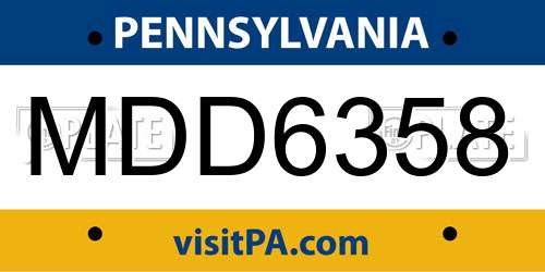 MDD6358 Pennsylvania License Plate