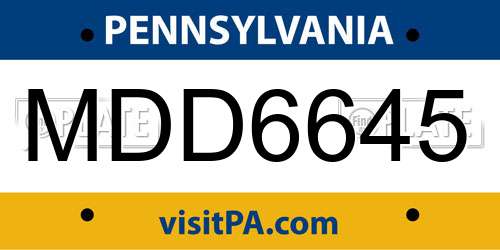 MDD6645 Pennsylvania License Plate