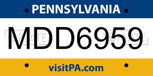 MDD6959 Pennsylvania License Plate