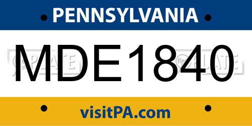 MDE1840 Pennsylvania License Plate