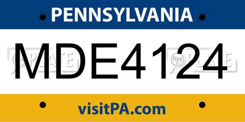 MDE4124 Pennsylvania License Plate