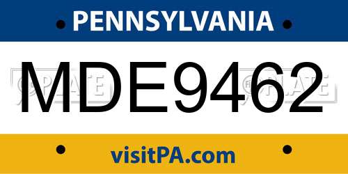 MDE9462 Pennsylvania License Plate