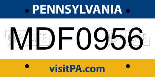 MDF0956 Pennsylvania License Plate