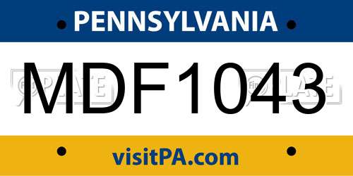 MDF1043 Pennsylvania License Plate