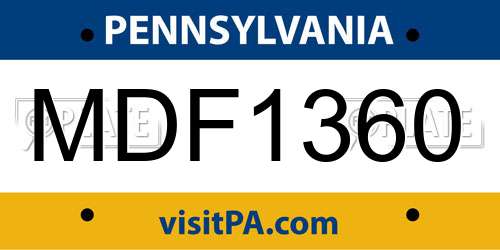 MDF1360 Pennsylvania License Plate