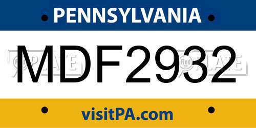 MDF2932 Pennsylvania License Plate
