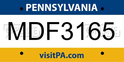 MDF3165 Pennsylvania License Plate