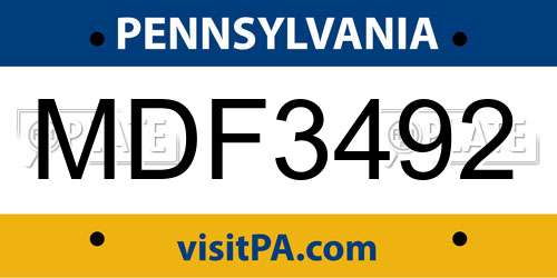 MDF3492 Pennsylvania License Plate