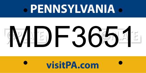 MDF3651 Pennsylvania License Plate
