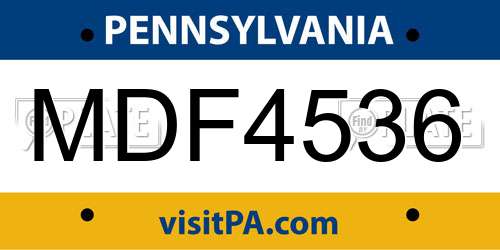 MDF4536 Pennsylvania License Plate