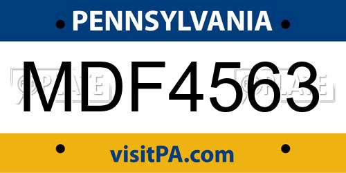 MDF4563 Pennsylvania License Plate