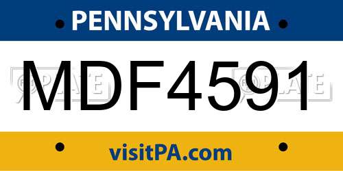 MDF4591 Pennsylvania License Plate
