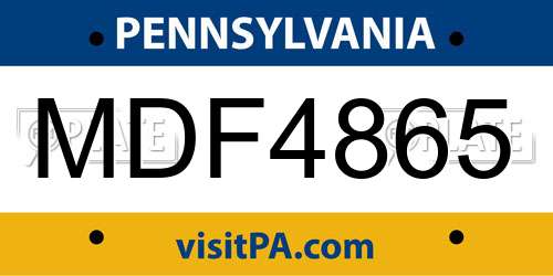 MDF4865 Pennsylvania License Plate