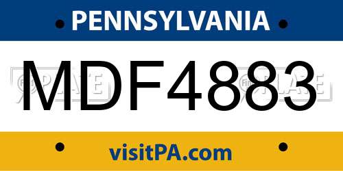 MDF4883 Pennsylvania License Plate