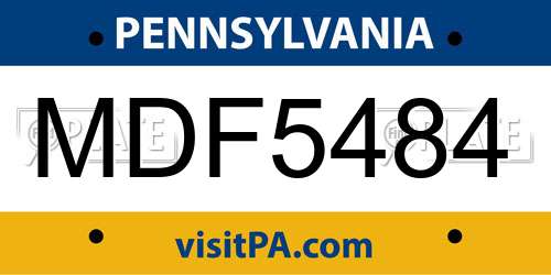 MDF5484 Pennsylvania License Plate