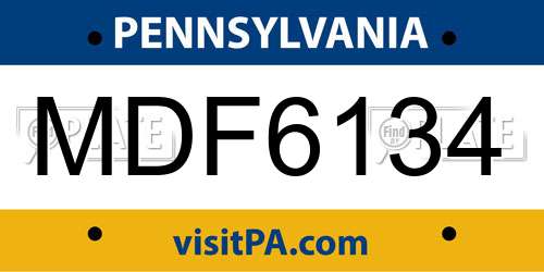 MDF6134 Pennsylvania License Plate