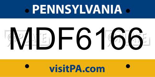 MDF6166 Pennsylvania License Plate