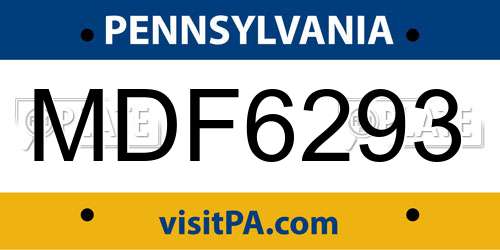 MDF6293 Pennsylvania License Plate