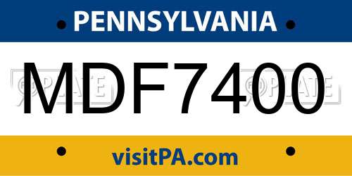 MDF7400 Pennsylvania License Plate