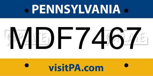 MDF7467 Pennsylvania License Plate