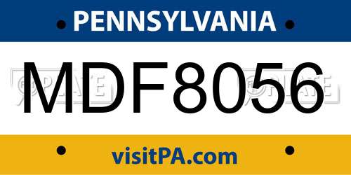 MDF8056 Pennsylvania License Plate