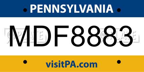 MDF8883 Pennsylvania License Plate