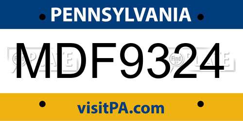MDF9324 Pennsylvania License Plate