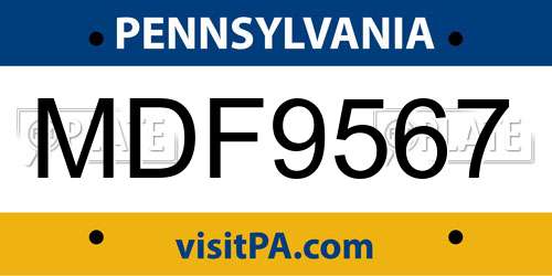 MDF9567 Pennsylvania License Plate