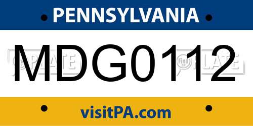 MDG0112 Pennsylvania License Plate