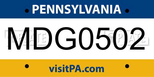 MDG0502 Pennsylvania License Plate